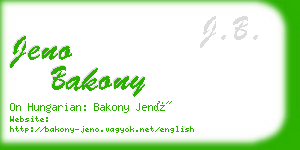 jeno bakony business card